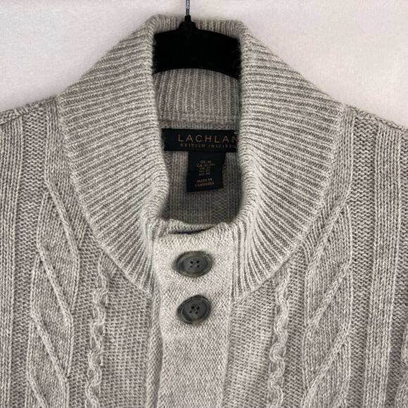 Lachlan British Inspired Cable-Knit Wool-Blend Cardigan Size XL - Picture 2 of 8
